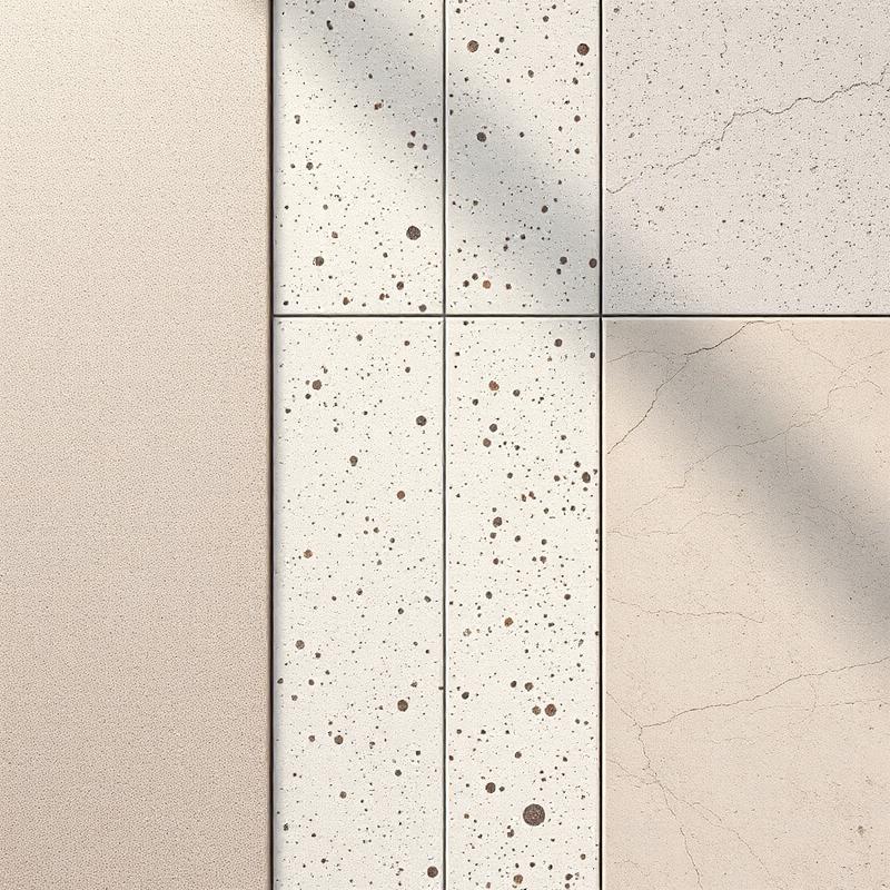 Mixed specialty surface samples including terrazzo and micro-cement